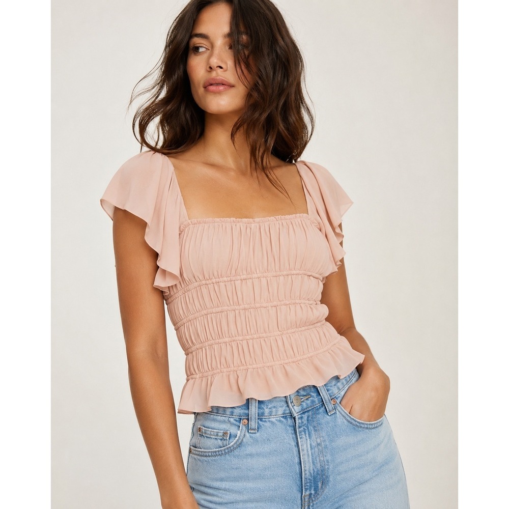 FREE PEOPLE Intimately Juliet Tiered Ruffle Chiffon Bodysuit Women's Size S